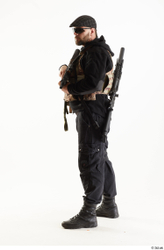 Whole Body Weapons-Rifle Man Pose with machine rifle White Army Athletic Bearded Studio photo references